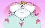  anthro big_breasts big_lips breasts colored_sketch demon female hi_res horn huge_breasts hyper hyper_breasts jroy101 lips looking_at_viewer low-angle_view nipples nude obese obese_female overweight pussy solo standing thick_thighs 