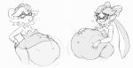  belly big_belly breasts callie_(splatoon) clothed clothing duo ear_piercing female hi_res humanoid inkling marie_(splatoon) monochrome multiple_images nintendo piercing simple_background splatoon squid_sisters_(splatoon) tentacle_hair tentacles unknown_artist video_games vore white_background 