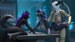  3d_(artwork) absurd_res anthro asenak_(artist) canid canine canis digital_media_(artwork) dragon_age female fish hi_res humanoid intersex mammal marine qunari shark video_games wolf 