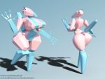  big_breasts blue_skin breasts butt eyelashes female idsaybucketsofart nintendo pink_skin pok&eacute;mon pok&eacute;mon_(species) porygon porygon2 shadow video_games 