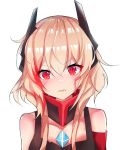  1girl bangs bare_shoulders black_dress blonde_hair blush bruise collarbone commentary crying crying_with_eyes_open detached_sleeves dress eyebrows_visible_through_hair girls_frontline hair_between_eyes head_tilt headgear highres injury long_hair m4_sopmod_ii m4_sopmod_ii_(girls_frontline) meow_nyang multicolored_hair nose_blush red_eyes red_hair romaji_commentary sidelocks simple_background sleeveless sleeveless_dress solo streaked_hair tears upper_body white_background 