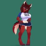  3d_(artwork) animated anthro atelierlily big_breasts black_fur black_nose breasts brown_hair canid canine clothed clothing clothing_lift digital_media_(artwork) female flashing fox franchesca_(garasaki) fur hair hand_on_hip looking_at_viewer mammal mega_milk multicolored_fur pants red_fur shirt shirt_lift simple_background smile solo teasing under_boob white_fur wide_hips yellow_eyes 