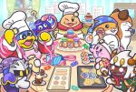  2girls 6+boys adeleine bob_cut cat chef_hat chef_kawasaki chuchu_(kirby) commentary_request cookie cupcake food gift gooey hamster hat icing invincible_candy king_dedede kirby kirby_(series) macaron mask meta_knight multiple_boys multiple_girls nago nintendo official_art pastry_bag peeking ribbon rick_(kirby) taranza tray waddle_dee white_day wrapped_candy 