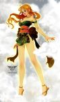  adicoon bare_arms bare_shoulders breasts brown_eyes female full_body high_resolution highres japanese_clothes kimono legs long_hair nami_(one_piece) nopan one_piece orange_hair sandals short_kimono smoke tattoo thighs traditional_clothes wafuku 