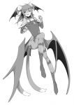  2_tails clothed clothing cosplay domestic_cat felid feline felis fur girly hair half-closed_eyes hi_res kuro-ku legwear lilith looking_at_viewer male mammal monochrome multi_tail open_mouth simple_background solo tights ventra white_background wings 