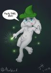  2019 absurd_res alonwoof anthro balls barefoot blep bovid caprine casual_nudity deltarune digital_media_(artwork) english_text erection eyewear fluffy fur glasses goat hair hat hi_res looking_at_viewer male mammal middle_finger nipples nude penis precum ralsei simple_background smile solo text toes tongue tongue_out video_games white_fur 