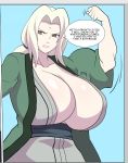  1girl blonde_hair blush breasts cleavage curvy huge_breasts naruto_(series) naruto_shippuuden no_panties open_clothes solo tsunade zetarok 