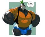  anthro boosterpang bulge canid canine canis clothing disney domestic_dog goofy_(disney) male mammal muscular shorts solo 