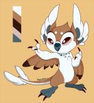  2019 2_toes 3_fingers alien angoraram avian brown_claws brown_eyes brown_feathers claws color_swatch digital_drawing_(artwork) digital_media_(artwork) disney experiment_(species) fan_character feathers grey_nose lilo_and_stitch simple_background tan_background toe_claws toes white_feathers wings 