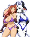  alejandra_coldthorn bikini blue_eyes bovid bovine breasts brown_hair cattle clothing duo female green_eyes hair horn las_lindas lewd_(disambiguation) mammal mora_linda speeds swim_suits swimsuit webcomic white_hair 