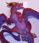  2019 alexstrasza blizzard_entertainment bracelet claws dragon egg fangs female feral hi_res horn hypnosis jewelry long_tail mind_control open_mouth oviposition pawpads pregnant purple_scales pussy qwertydragon red_scales scales scalie solo tongue tongue_out video_games warcraft wings 