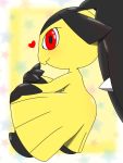  &lt;3 2019 3_fingers ambiguous_gender black_hair blush extra_mouth fangs hair mammal mawile nintendo not_furry pok&eacute;mon pok&eacute;mon_(species) red_eyes ritoning8810 sharp_teeth simple_background solo star teeth video_games yellow_body 