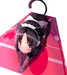  1girl all_fours animal_ears black_hair blurry blush cat_ears cat_tail depth_of_field dutch_angle fake_animal_ears from_above headband heart heart-shaped_pupils kaguya-sama_wa_kokurasetai_~tensai-tachi_no_renai_zunousen~ looking_at_viewer maid maid_headdress nasubi_(nasubi555) puffy_short_sleeves puffy_sleeves red_eyes shinomiya_kaguya short_hair short_sleeves sidelocks socks solo sweat sweatdrop symbol-shaped_pupils tail 