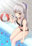  1girl bang_dream! bikini breasts kurisu-kun long_hair minato_yukina ponytail small_breasts swimsuit white_hair yellow_eyes 