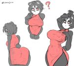  anthro big_breasts big_butt breasts butt chinese_clothing chinese_dress clothed clothing dress female giant_panda hair ju mammal nipples red_eyes sem-l-grim short_hair solo ursid 