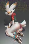  2019 breasts brown_fur clothed clothing female fur looking_at_viewer miles_df multicolored_fur nintendo orange_fur panties pok&eacute;mon pok&eacute;mon_(species) red_eyes scorbunny solo underwear video_games white_fur 