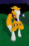  anthro canid canine crwhite digimon digimon_(species) female fluffy fox hi_res mammal night renamon solo thick_thighs 