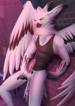  anthro avian balls bird bottomless clothed clothing erection kammi-lu looking_at_viewer male shirt solo standing tank_top vein 