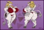  2019 absurd_res anthro big_breasts big_butt bikini blonde_hair bovid bovine breasts butt cattle cleavage clothed clothing eyewear female fur georgina_tripplehorn glasses greasymojo grey_fur hair hand_on_hip hi_res horn huge_breasts huge_butt long_hair looking_at_viewer mammal mature_female multicolored_fur navel overweight overweight_female signature skimpy solo standing swimsuit thick_thighs two_tone_fur white_fur wide_hips 