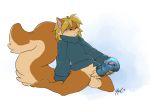  anthro ashnard balls biting_lip bottomless clothed clothing erection hi_res humanoid_penis kneeling male mammal masturbation one_eye_closed penetrable_sex_toy penile_masturbation penis precum rodent sciurid sex_toy smaller_version_at_source solo sweater toying_self yogoat 