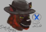  ear_piercing gnoll gnorr hat hyaenid mammal meme nightlycatgirl piercing scar smile theet yellow_eyes 