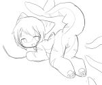  ambiguous_gender anthro black_and_white blush changed_(video_game) chano cub digital_media_(artwork) fin fish hair leash lying mammal marine monochrome paws shark tail_fin tentacles the_shark_(changed) young 