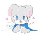  &lt;3 ambiguous_gender blue_eyes blush chano chano_(character) chinchilla cloak clothing cub english_text fur grey_fur japanese_text mammal multicolored_fur paws rodent solo text whiskers white_fur young 