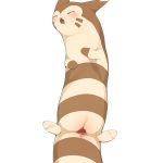  blush eyes_closed female feral furret gaping gaping_pussy hi_res nintendo pok&eacute;mon pok&eacute;mon_(species) pussy simple_background solo sweat tears video_games white_background youjomodoki 