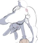  2019 absurd_res anthro anus backsack balls barefoot basketball bent_over big_ears bottomless buckteeth bugs_bunny butt cheek_tuft clothed clothing crop_top crossdressing cum cum_in_ass cum_inside cum_on_balls girly gloves head_tuft hi_res lagomorph long_ears looking_at_viewer looney_tunes low-angle_view male mammal motion_lines open_mouth open_smile partially_colored penis pink_anus pink_tongue presenting presenting_anus presenting_hindquarters rabbit rear_view shirt short_tail simple_background smile solo somescrub sportswear spread_butt spread_legs spreading teeth thick_thighs tongue tongue_out tuft warner_brothers white_background 