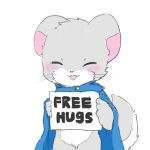  ambiguous_gender blush chano chano_(character) chinchilla cloak clothing cub english_text eyes_closed fur grey_fur mammal multicolored_fur paws rodent smile solo text whiskers white_fur young 