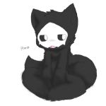  ambiguous_gender anthro black_fur black_sclera black_tail canid canine canis changed_(video_game) chano cub english_text fur mammal puro_(changed) sitting text wolf young 