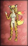  abstract_background anthro blonde_hair breasts dipstick_tail fan_character felid feline female hair hi_res hybrid line_art mammal multicolored_tail nipples nude pantherine photoshop pussy red_hair sharperit solo tiger 