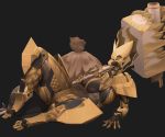 android big_breasts breasts claws clothing dragon dredjir feet gold_armor hammer loincloth lying machine metal metalic on_back plate_armor reptile robot scale_mail scalie spread_legs spreading thick_thighs toes tools weapon wide_hips 