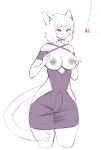  anthro furry futanari highres jelly latex latex_dress monster_girl sketch slime tesomu 