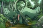  2019 anus butt detailed_background dragon feral forest green_theme looking_at_viewer male membranous_wings nitrods nude penis presenting presenting_hindquarters rear_view scalie solo spread_legs spreading tapering_penis tree wings 