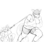  2019 angry anthro army black_and_white canid canine clothed clothing female fox hladilnik lifting mammal military monochrome muscular muscular_female peggy_patterson shirt simple_background soldier tug_of_war 