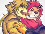  angry episode0006 felid hair licking long_hair magan male male/male mammal muscular muscular_male nomad_(tas) pantherine red_hair scarf tiger tokyo_afterschool_summoners tongue tongue_out video_games 