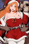  1girl 2boys bleach breasts christmas dark_skin dark_skinned_male female highres inoue_orihime male maxi multiple_boys 