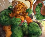  anthro athletic balls big_muscles butt duo felid hairy humanoid hyper internal male male/male mammal manly muscular orc pantherine penetration penis precum sex spanking tail_grab tiger vein veiny_penis zoroj 