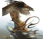  beastofoblivion detailed_background dragon feral horn hybrid long_tail membranous_wings monster open_mouth outside scalie simple_background spines teeth white_background wings 