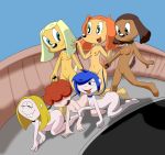  anthro blonde_hair blue_eyes blue_hair brandy_and_mr._whiskers brandy_harrington breasts brown_fur canid canine canis disney domestic_dog ed_edd_n_eddy female fur green_eyes hair hi_res human killy00 lee_kanker mammal marie_kanker may_kanker nipples nude pussy red_hair sandy_carington tiffany_turlington tongue tongue_out 