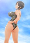  1girl ass blush breasts chouno_ami erect_nipples girls_und_panzer highres large_breasts nanashi_noiji solo swimsuit swimwear 