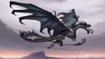  beastofoblivion claws detailed_background dragon feral flying glowing long_tail membranous_wings open_mouth scales scalie sky teeth tongue tongue_out wings 