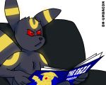  2019 ambiguous_gender angry anthro black_fur black_nose canid canine cleft_tail digital_media_(artwork) dipstick_ears dn_umbreon_(artist) e621 eeveelution english_text eyes_closed fur holding_object looking_away magazine mammal meme nintendo pikachu pok&eacute;mon pok&eacute;mon_(species) reaction_image red_eyes red_sclera simple_background sitting sofa solo text umbreon video_games white_background yellow_body 