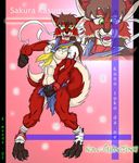  breasts canine clothing female fox hindpaw k_woods keanon_woods mammal muscles pants paws sakura_(character) sakura_kasugano shoes socks solo street_fighter torn_clothing transformation video_games zoom_layer 