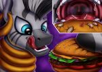 absurd_res big_(disambiguation) big_macintosh_(mlp) duo earth_pony equine feral food friendship_is_magic hi_res horse mammal micro my_little_pony pony tongue tongue_out vittorionobile vore zebra zecora_(mlp) 