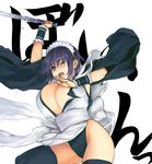  bad_id bad_pixiv_id blue_eyes blush breasts cleavage hairband huge_breasts iroha_(samurai_spirits) maid nipple_slip nipples samurai_spirits short_hair solo tears thighhighs yuzuriha_(active_homing) 