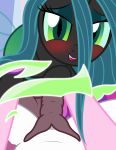  2019 absurd_res badumsquish balls blush changeling equid equine eyeshadow fangs first_person_view friendship_is_magic green_eyes green_eyeshadow green_hair hair hi_res horse intersex intersex/male makeup male mammal my_little_pony penis_tentacles pony queen_chrysalis_(mlp) shining_armor_(mlp) slit_pupils tentacles transformation 