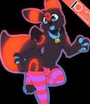  2019 absurd_res anthro backsash blue_eyes bulge canid canine claws clothing collar digital_media_(artwork) eeveelution fur girly hair hi_res legwear male mammal nintendo pawpads paws pok&eacute;mon pok&eacute;mon_(species) simple_background smile solo standing thigh_highs tongue tongue_out umbreon underwear video_games wings 
