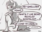  2019 dialogue dragon english_text equid equine female feral friendship_is_magic greyscale hi_res horse kam mammal monochrome my_little_pony pony smolder_(mlp) solo text 
